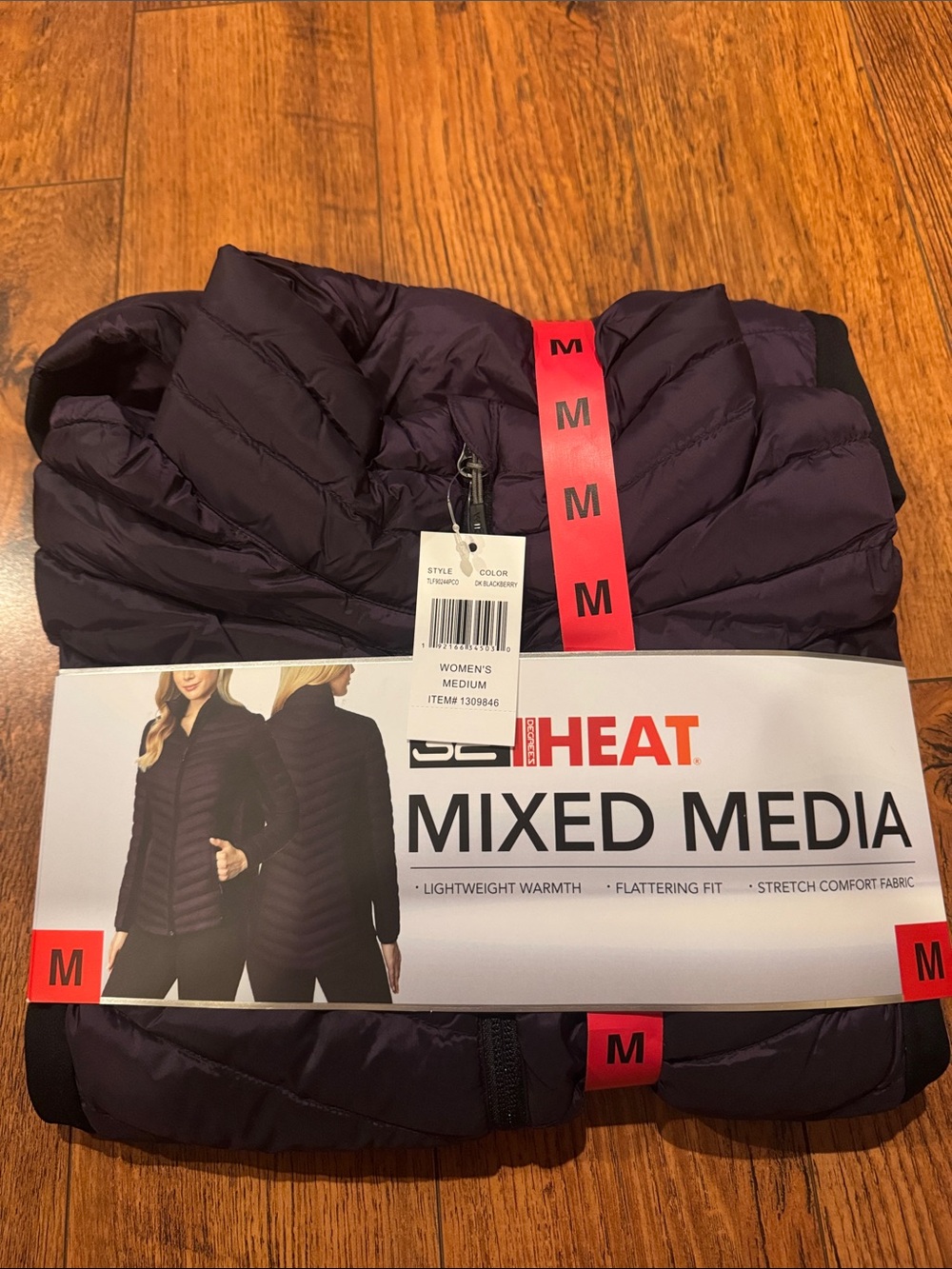 32 Degrees Women's Mixed Media Puffer Jacket - Deep Plum